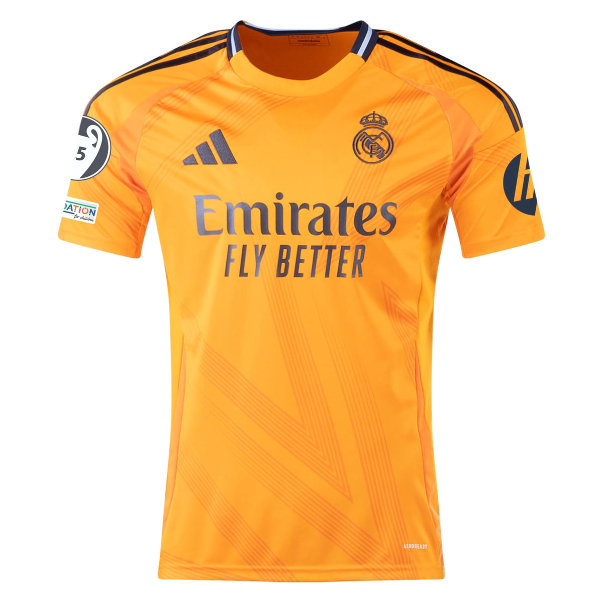 adidas Real Madrid AurÃ©lien TchouamÃ©ni Away Jersey w/ Champions League Patches 24/25 (Crew Orange)