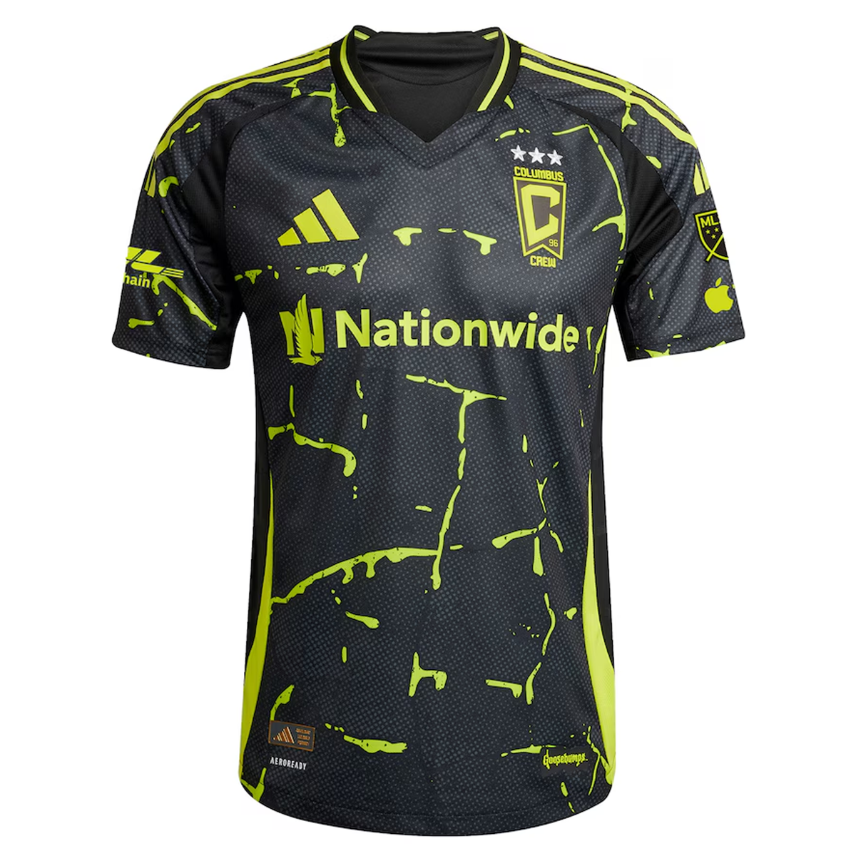 adidas Dylan Chambost Columbus Crew Authentic Away Jersey w/ MLS Patches 25/26 (Black/Yellow)