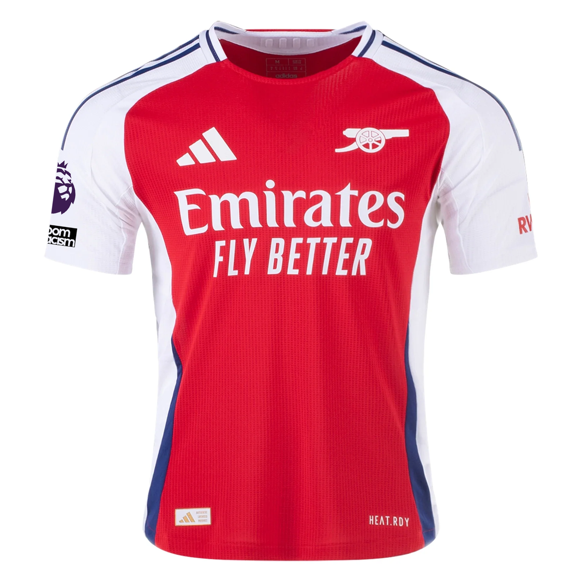 adidas Arsenal Authentic Gabriel MagalhÃ£es Home Jersey w/ EPL + No Room For Racism Patches 24/25 (Better Scarlet/White)