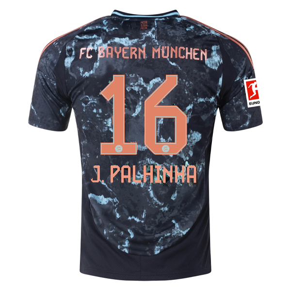adidas Bayern Munich JoÃ£o Palhinha Away Jersey w/ Bundesliga Patch 24/25 (Black/Copper/Blue)