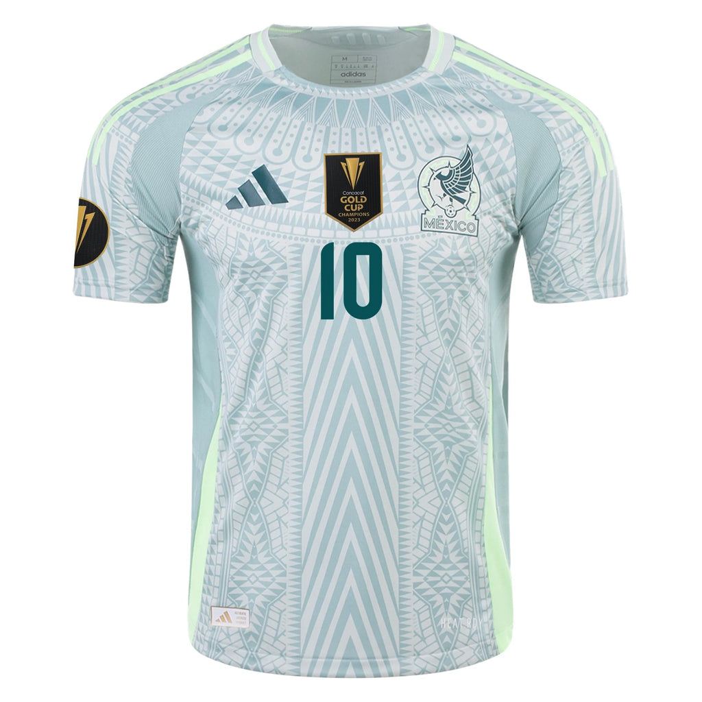 adidas Alexis Vega Mexico Authentic Away Jersey 24/25 w/ Gold Cup 2025 Patches (Linen Green)