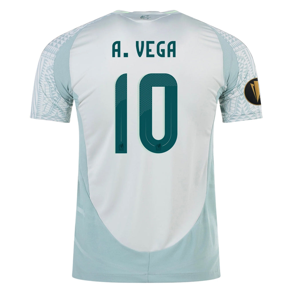 adidas Alexis Vega Mexico Authentic Away Jersey 24/25 w/ Gold Cup 2025 Patches (Linen Green)