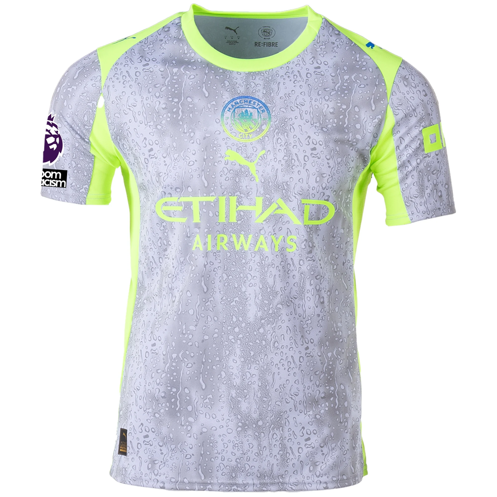 Puma Men's Manchester City Khusanov Third Jersey w/ EPL + No Room For Racism Patches 25/26 (Cool Weather/Pro Green)