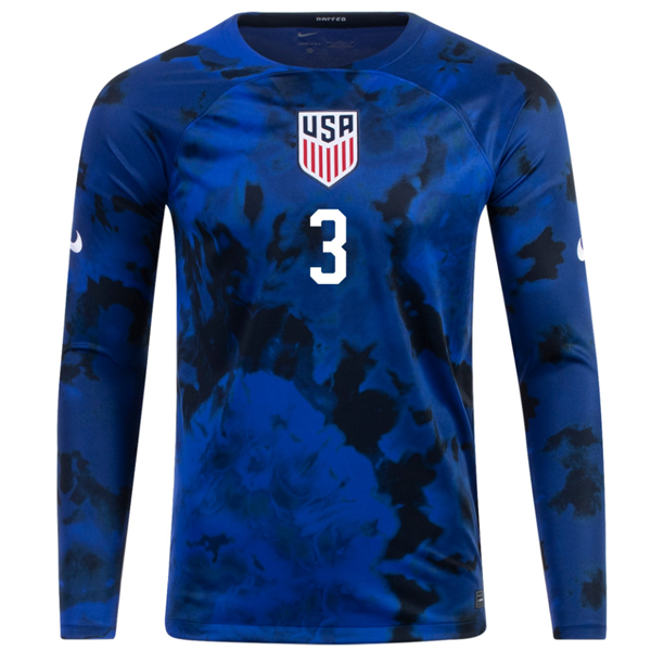 Nike United States Walker Zimmerman Long Sleeve Away Jersey 22/23 (Bright Blue/White)